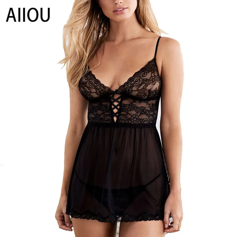 AIIOU сексуальное нижнее белье Babydoll Эротическое женское черное кружевное летнее