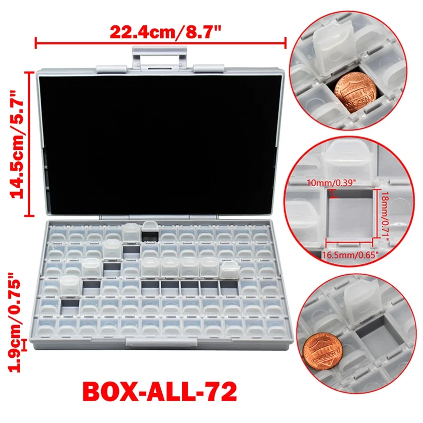 BOXALL72 AideTek корпус поверхностного монтажа SMD хранения электроники ящики и органайзеры пластик антистатические резистор коробки - Цвет: BOXALL72