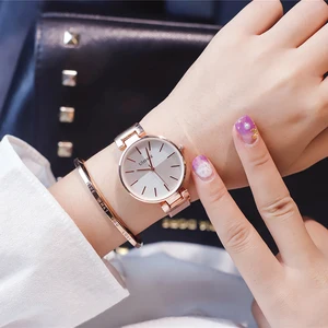 Женские кварцевые часы Ulzzang, с браслетом из нержавеющей стали, цвета розового золота