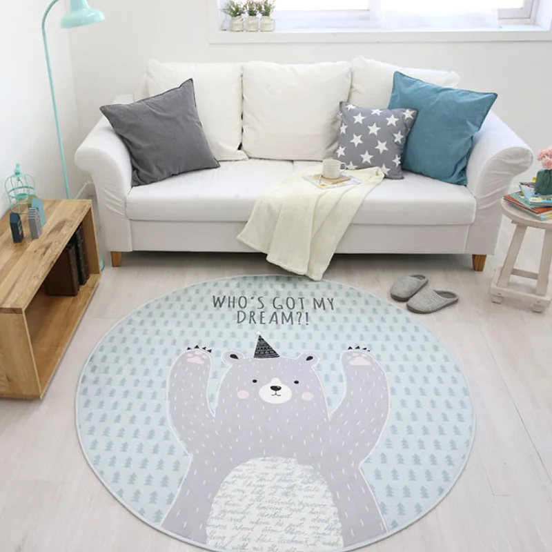 

WINLIFE Simple Cartoon Style Round Area Rug Anti-Skid Mats For Living Room/Kid Room/Bedroom/Yoga Play Tea Table Mat Washable Rug