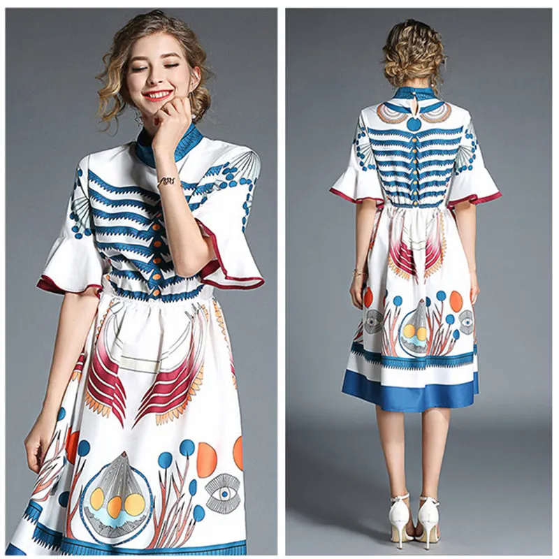 Willstage женское платье Половина Бабочка рукавом цветочным набивным рисунком