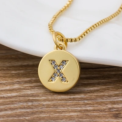 X Горячая Распродажа,, женское золото, 26 ожерелье с буквами длинные серьги уникальная цепочка с подвеской, подвески Медные CZ ювелирные изделия - Окраска металла: X