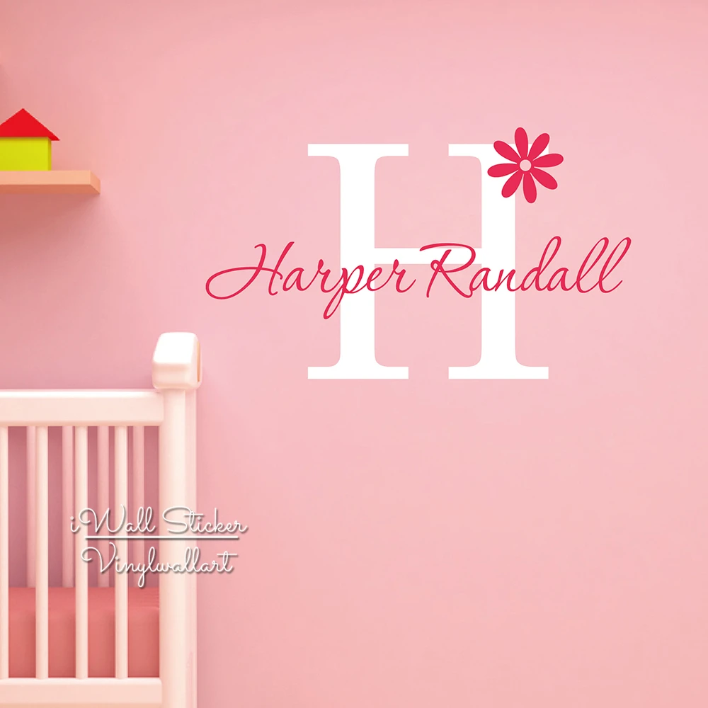 Виниловая наклейка на стену для девочек с именем цветка Детская Наклейка детской