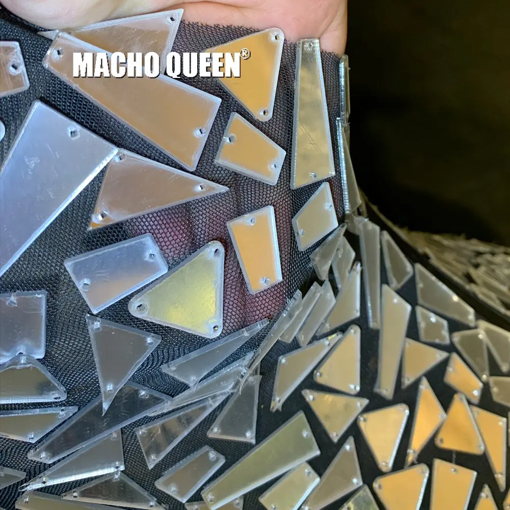 Сексуальные костюмы королевы зеркальные длинные платья с рыбьим хвостом перьями