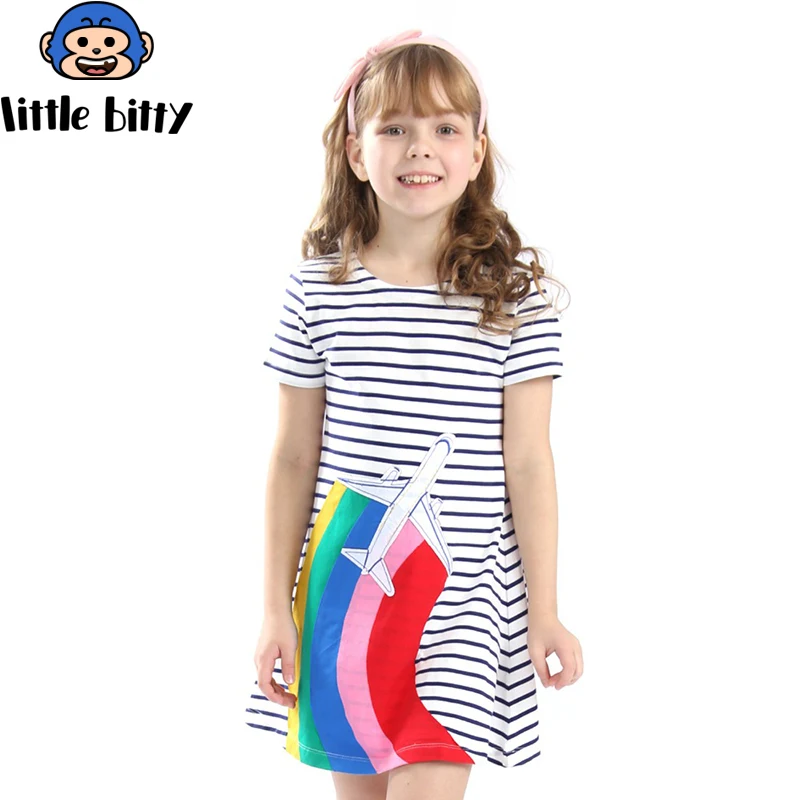 Girls Summer Dress 2018 Brand Striped Cotton Baby Unicorn Princess Costume Children Vestidos Kids Dresses for | Детская одежда и