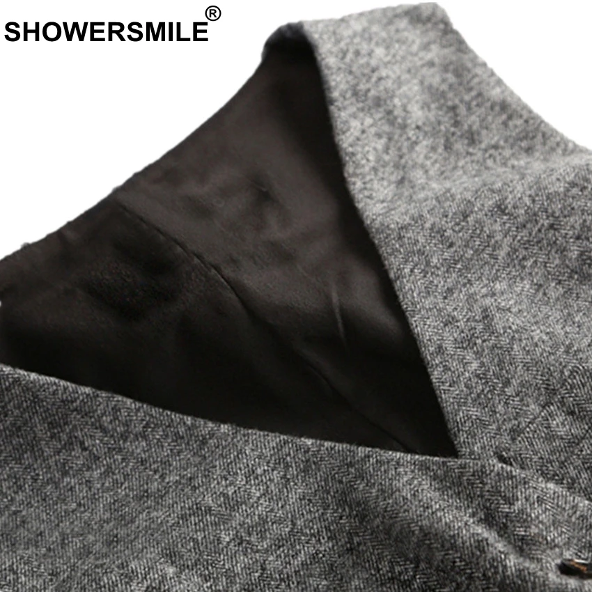 SHOWERSMILE шерстяной костюм жилет женский английский стиль жилет размера плюс 3XL весна осень куртка без рукавов женский жилет
