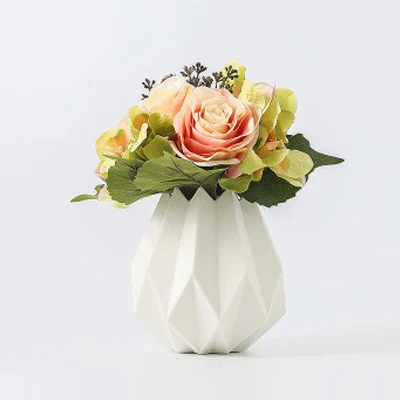 White and Flower Европейская фарфоровая модная ваза с бриллиантами, керамическая ваза с цветами, для кабинета, прихожей, для дома, для рабочего стола, для украшения свадебного стола - Цвет: White and Flower