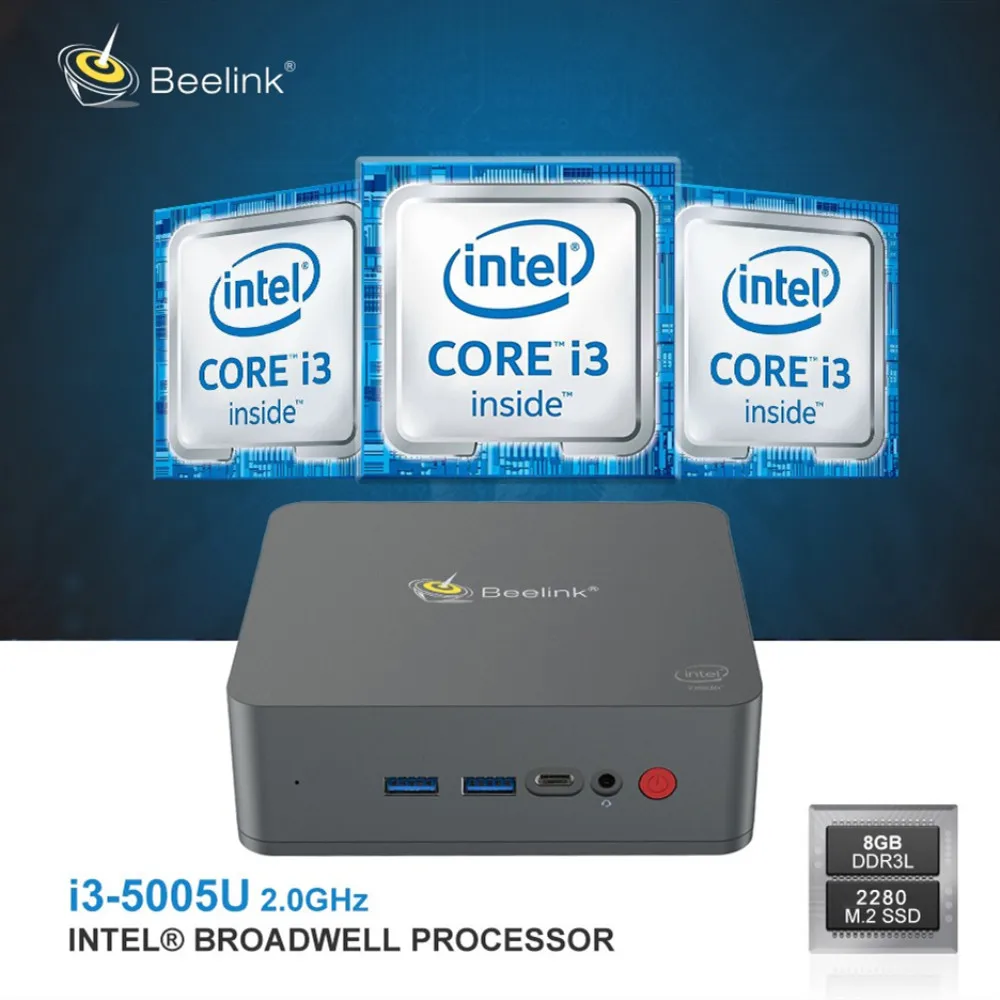 Beelink U55 Мини ПК Intel Core i3-5005U четырехъядерный процессор HD Graphic 5500 8 Гб RAM 2 4G/5 8G WiFi 1000