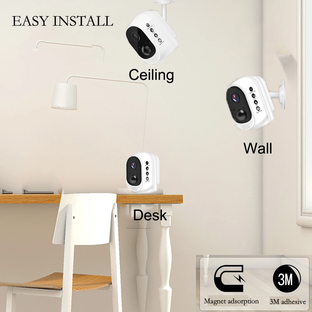 1080P HD беспроводная WiFi камера Встроенный 10400mAh литиевая батарея наружная внутренняя безопасность IP Cam PIR детектор движения двухстороннее аудио