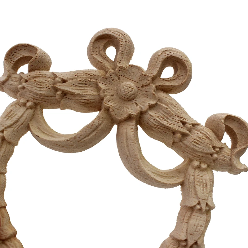 RUNBAZEF резной цветок резьба круглый дерево аппликации мебель Неокрашенный молдинги Наклейка декоративная фигурка украшения дома
