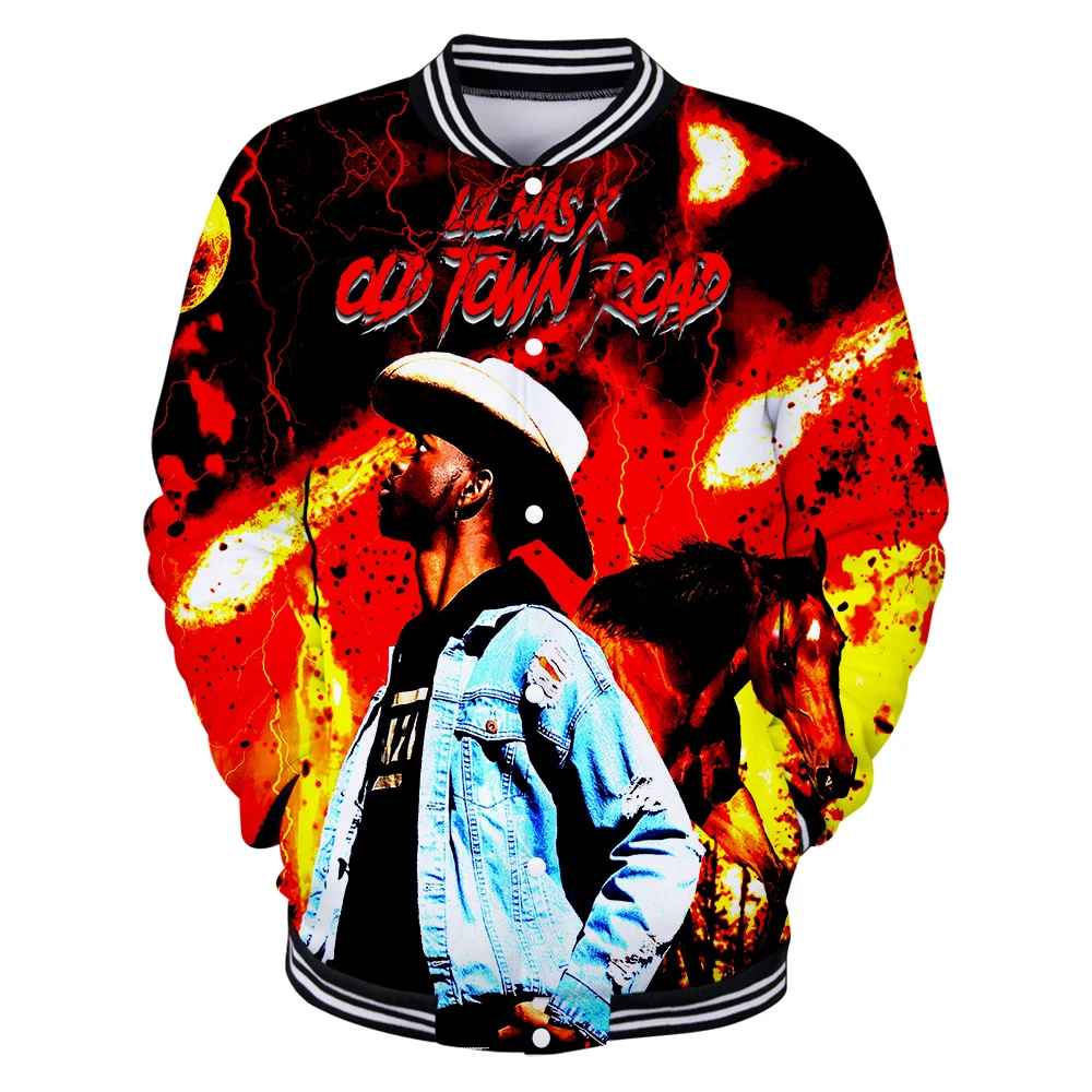 Бейсбольные куртки с 3D принтом Lil Nas X Женская/мужская куртка длинными рукавами