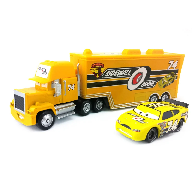 Disney Pixar Cars 2 шт./компл. Lightning McQueen Mack Uncle Truck The King Чико Хикс модель игрушечной машины 1:55 Свободные Новые дети мальчик подарок - Цвет: No.74 Mack Set