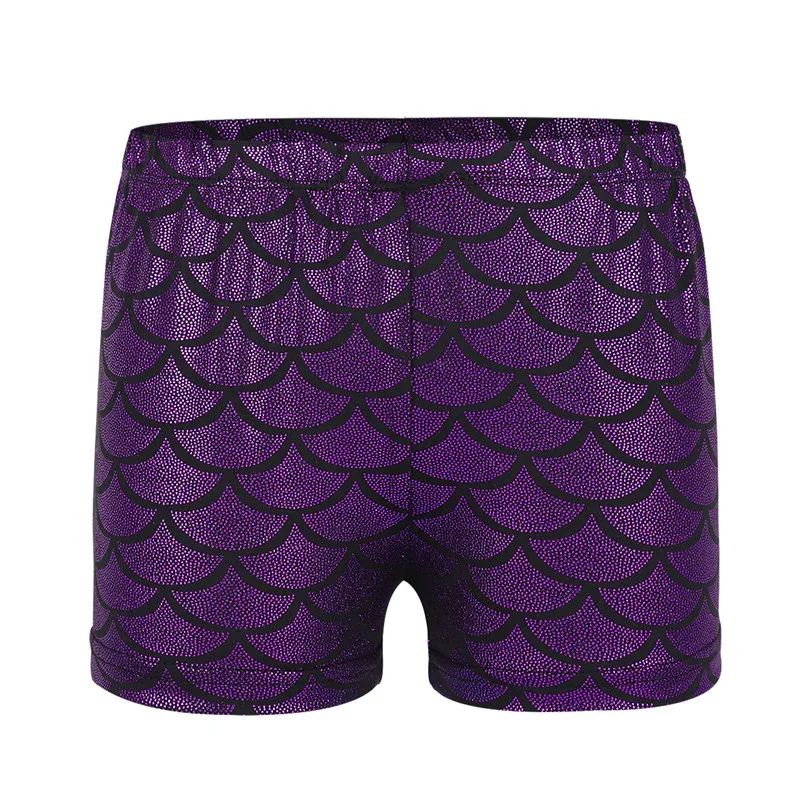 TiaoBug Kids Low Rise Shiny Mermaid Scales Pattern Dance Shorts Bottoms Girls Gymnastic Sports Workout Gymnastics Yoga | Тематическая