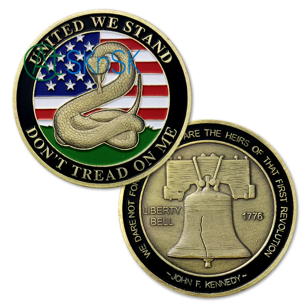 Goede 50 Stks/partij United We Stand Betreed Niet Op Me 1776 Liberty Bell Uitdaging Munten Collectibles Souvenir Herdenkingsmunt Gift