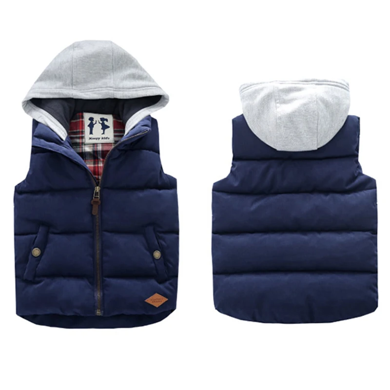 

Thickened Boys Vests Baby Boys Hooded Vest Kids Outwear Boys Waistcoat Hood Jacket coletes de inverno Child Sleeveless Jackets