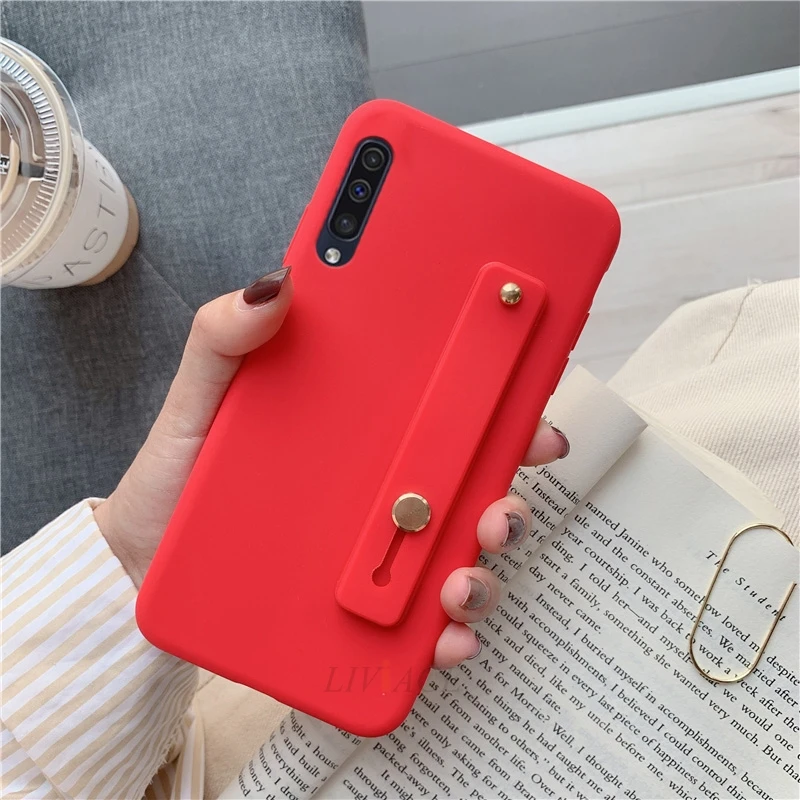 Hand Band red Наручный ремень силиконовый чехол для samsung galaxy a50 a30 a60 a70 a40 a20 a40s m30 m20 m10 a7 браслет на запястье держатель телефона мягкая обложка - Цвет: Hand Band red
