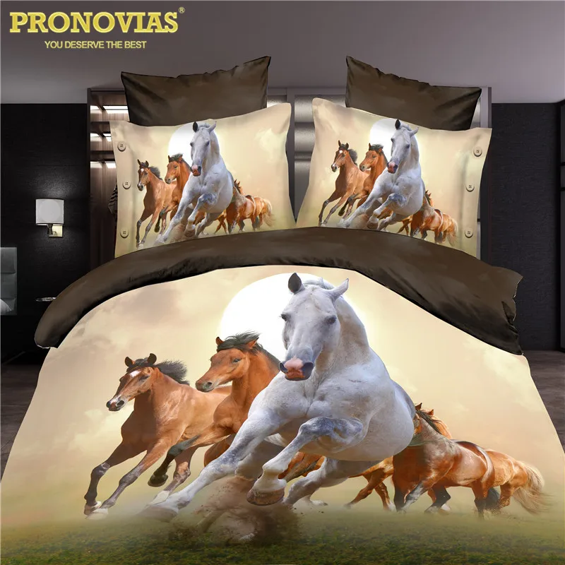 Прямая поставка Комплект постельного белья с 3d лошадьми пододеяльник простыня