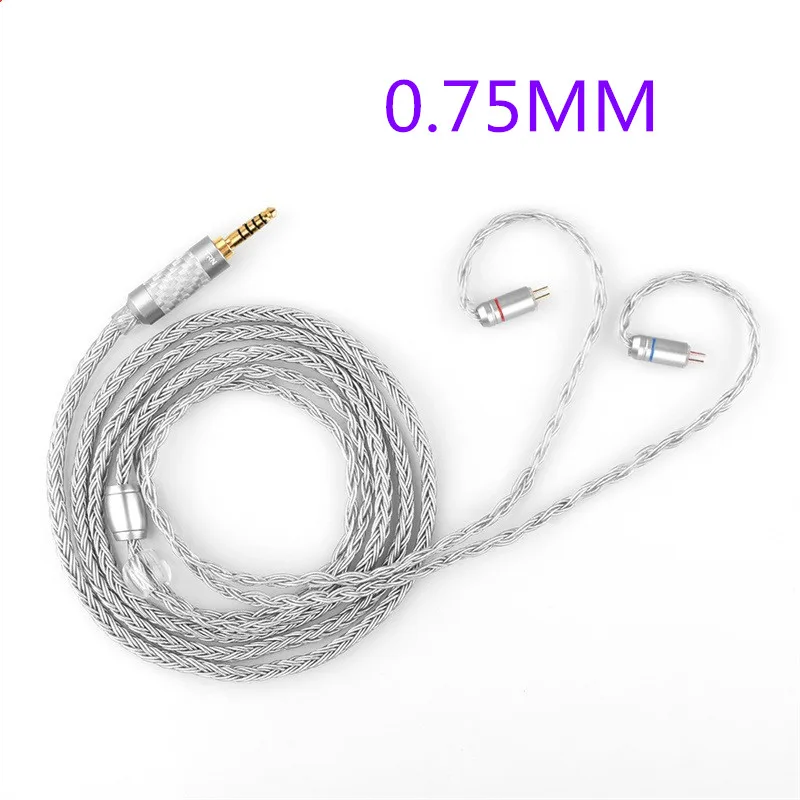 4.4mm 0.75MM Grey TRN 16 Core 4,4 мм Баланс Обновление кабель наушники HIFI посеребренный медный кабель MMCX/2PIN 0,78 0,75 мм Интерфейс замена кабелей - Цвет: 4.4mm 0.75MM Grey