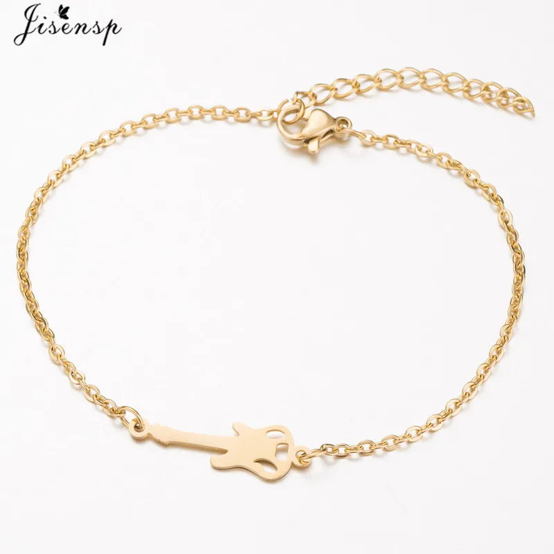 Jisensp Stainless Steel Guitar Bracelets for Women Jewelry Adjustable Gold Color Charm Bracelet &amp Bangle Men Pulseras Mujer | Украшения