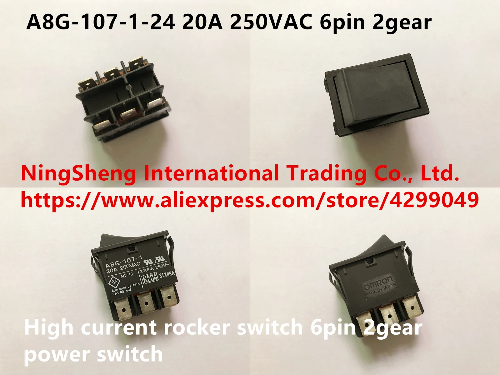 Оригинальный новый 100% A8G 107 1 24 20A 250VAC Высокоточный клавишный выключатель 6