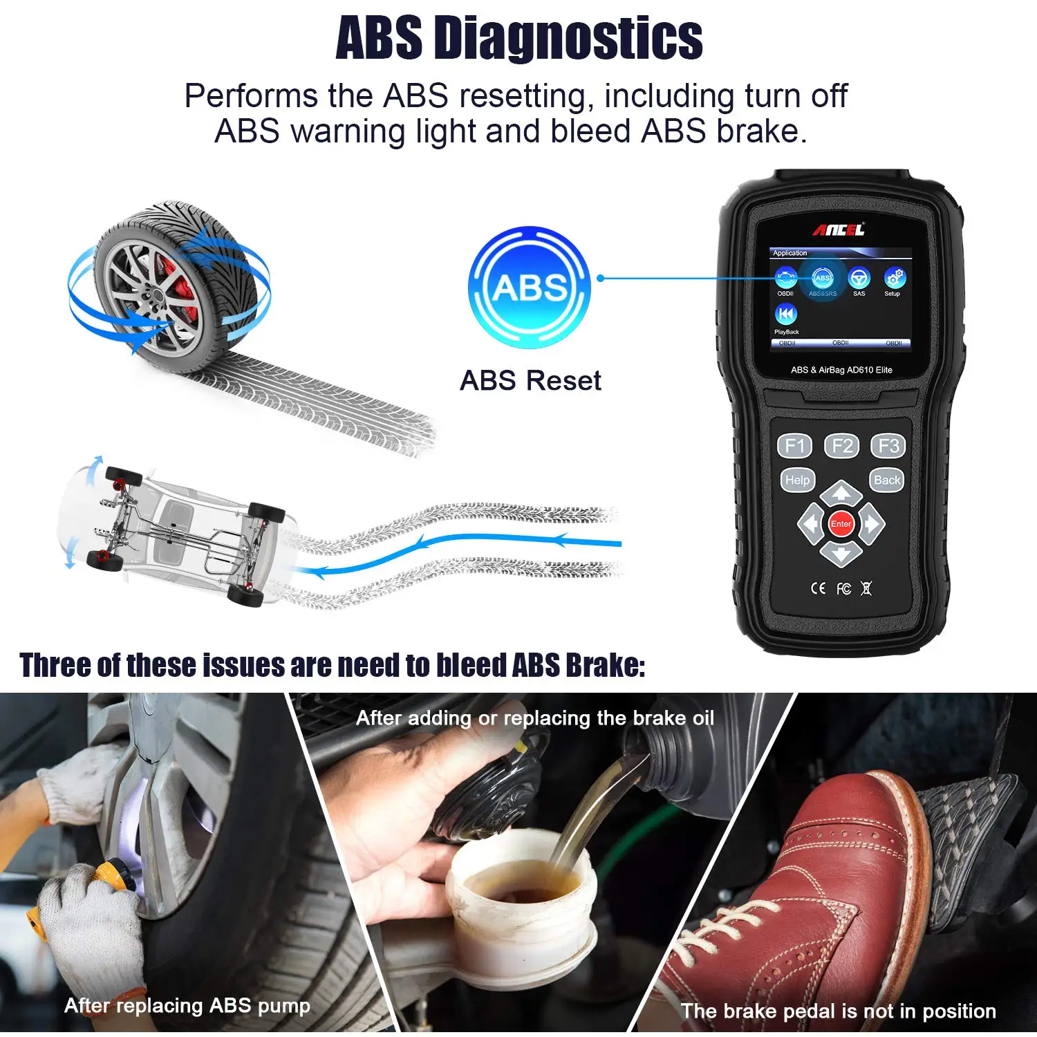 Ancel AD610 OBD2 сканер ABS подушка безопасности SAS ENG диагностический инструмент аварийный сброс данных ODB сканер нескольких языков OBD Диагностика автомобиля