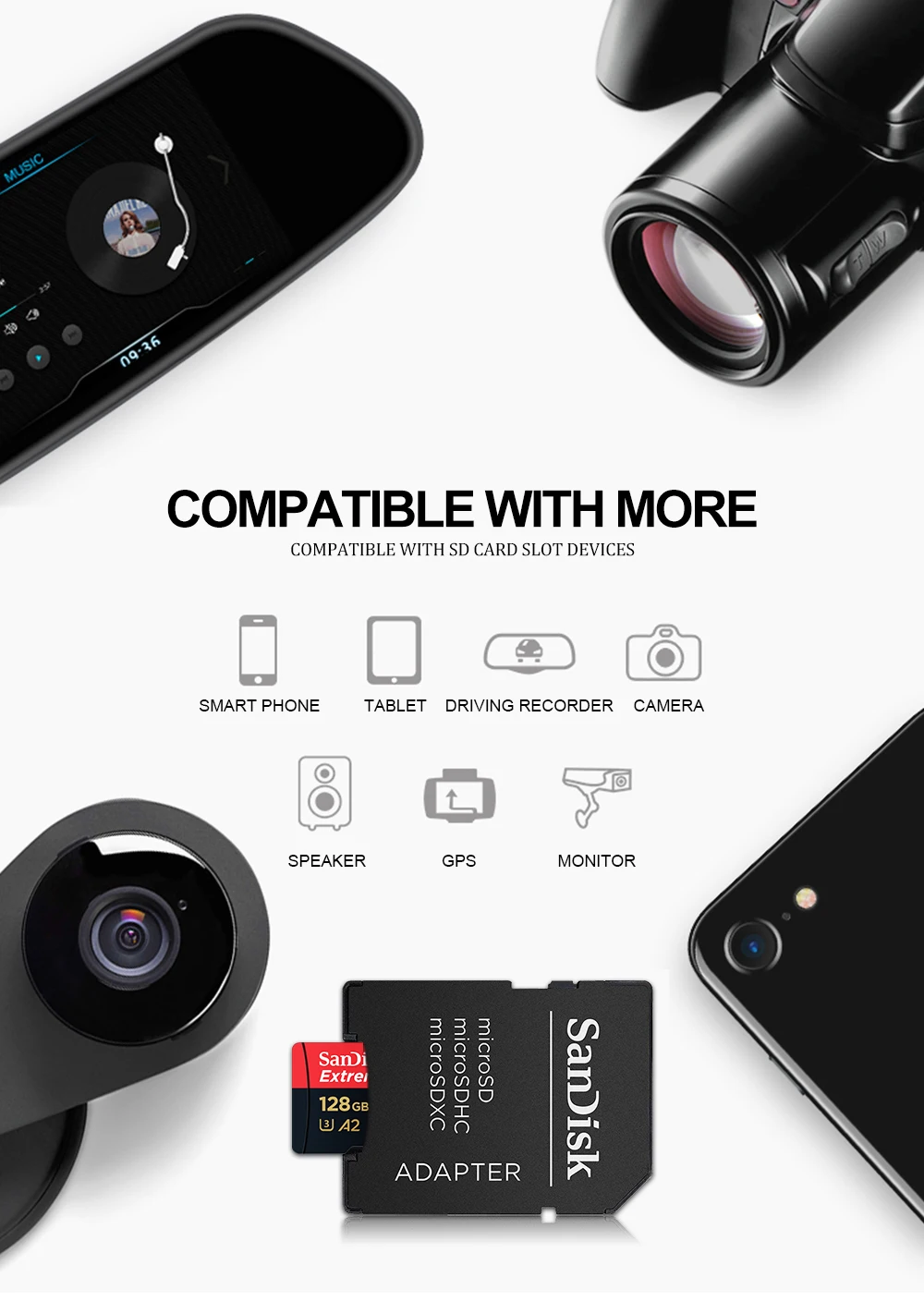 Высокая Скорость sandisk Extreme Pro Micro SD Card до 170 МБ/с. A2 V30 U3 64 Гб 128 sandisk TF карта, карта памяти Micro SD с адаптером SD