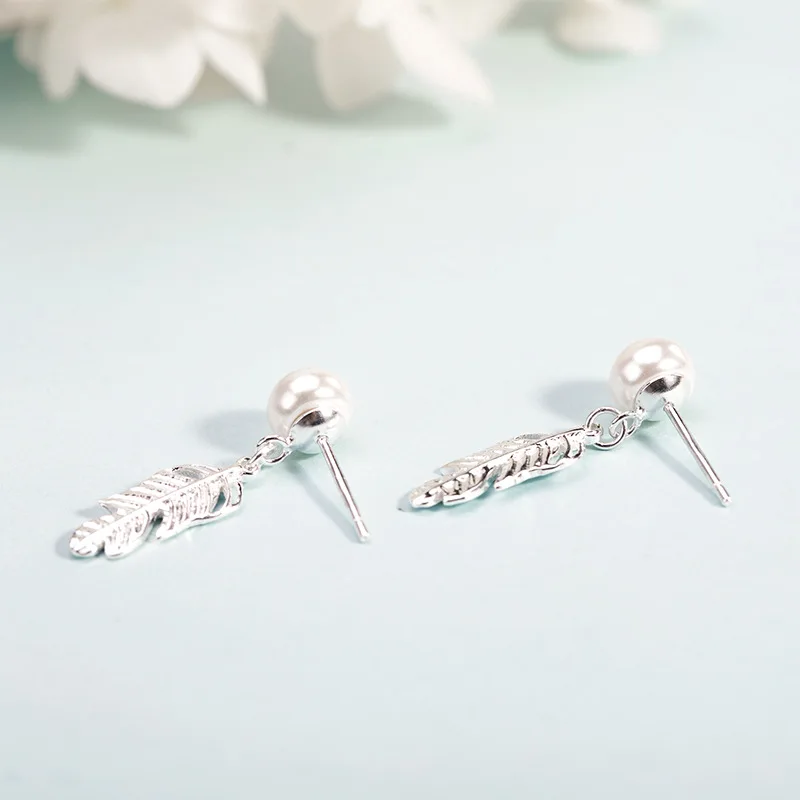 Серьги из стерлингового серебра S925 пробы с листьями креативные ювелирные