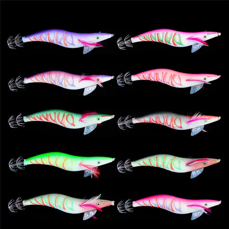 5pcs/lot Gorgons Saltwater Fishing Tackle 19cm/43g Squid Jig Octopus Hook Artificial Shrimp Lure for Cuttlefish 5.0# jig | Спорт и