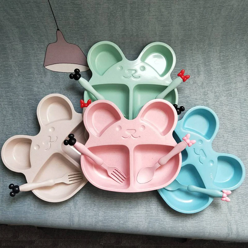 Детские тарелки из пшеничной соломы Детская тренировочная чаша набор детской