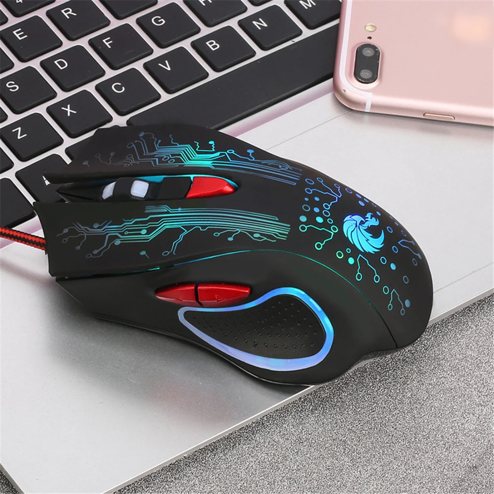 Игровая мышь с Цветной подсветкой Регулируемая оптическая DPI для офиса и дома USB