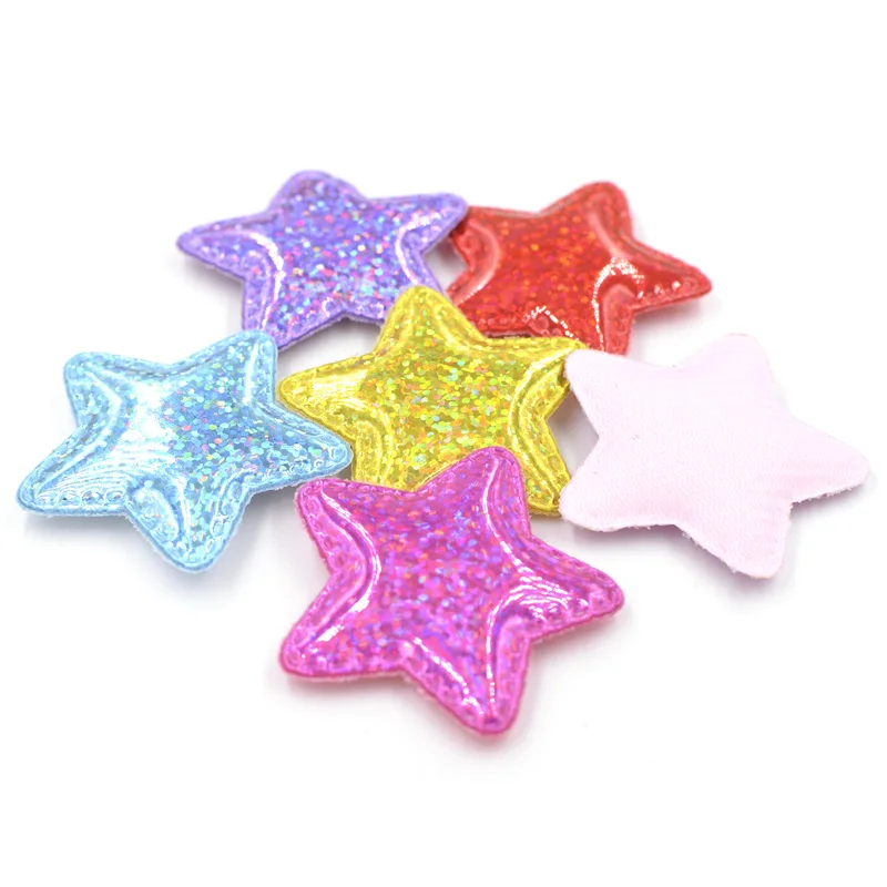 

12Pcs Shinng Laser PU Fabric Padded Patches Glittering Star Appliques for Crafts Clothes Sewing Supplies DIY Hair Bow Decor F55