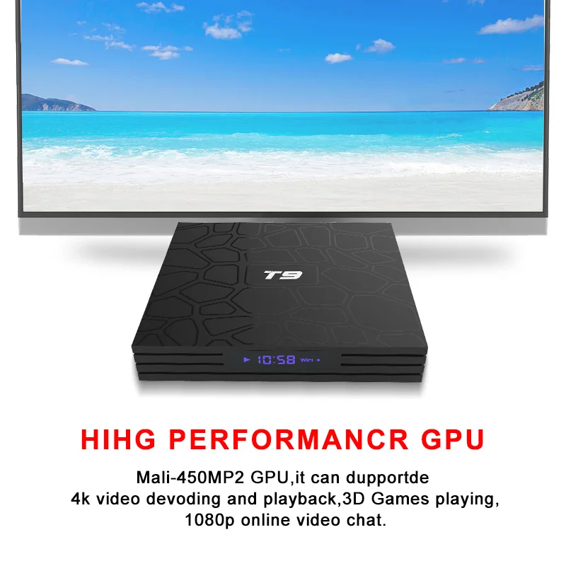 ТВ приставка T9 4 Гб 64 RK3328 Smart Android 8 1 BT4.0 H2.65 4K 2 GHz/5 GHz WIFI опционально 4GB 32GB