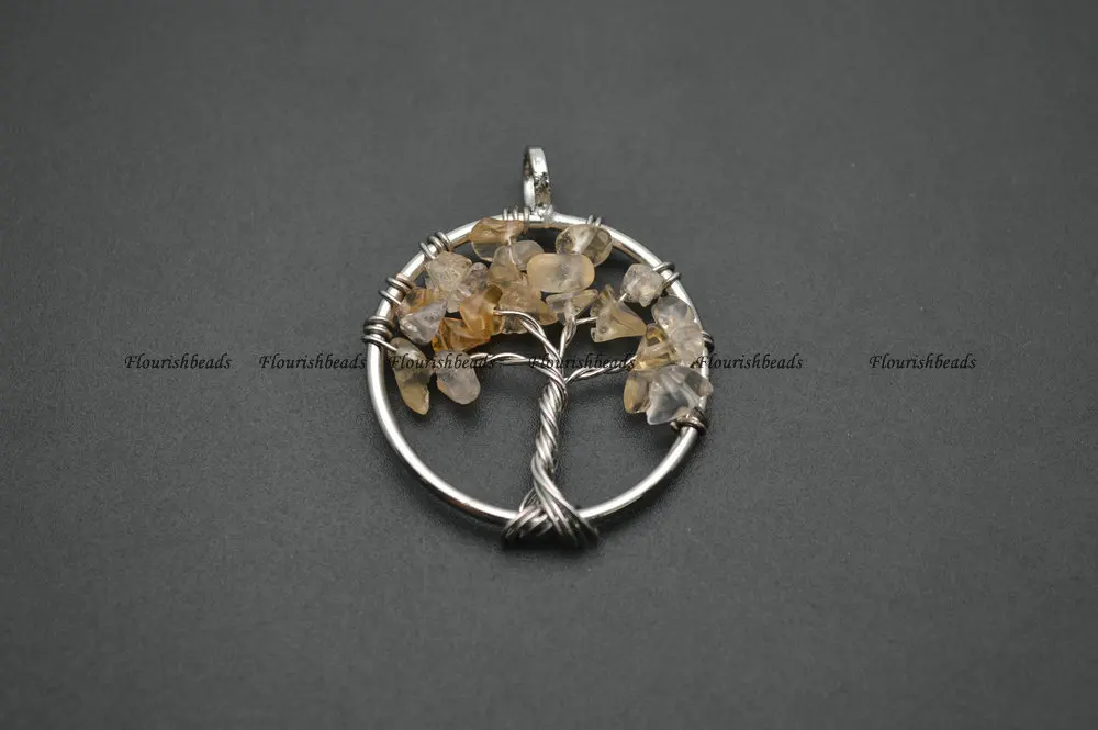 30mm Smaller Size Wire wrapped natural stone chips Life Tree pendants fit Fashion necklace or earrings making 10pc per lot |