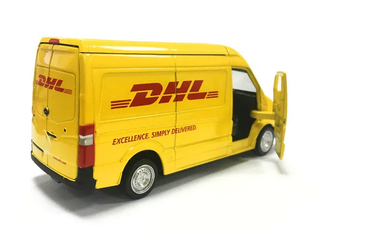 Игрушечный автомобиль из сплава, грузовик, DHL, 1:36, мини-автомобиль, копия, Авторизованная оригинальной фабрикой, модель, коллекция игрушек