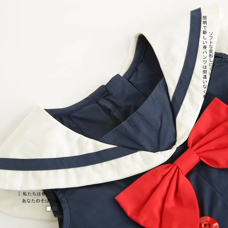 Celveroso summer baby girl Dress Cotton Bow Baby Rompers for girls Kids Navy Overall Bebes Sailor Style ctue dress | Детская одежда и