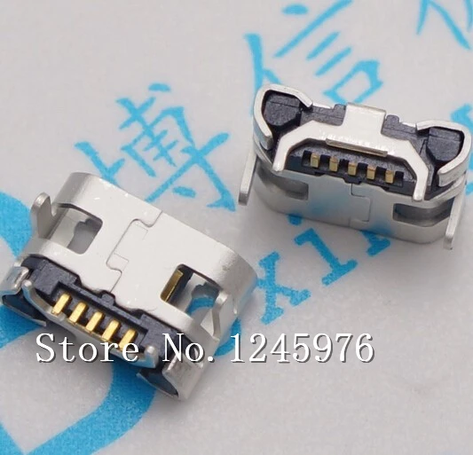100 шт. Micro USB 5pin отсутствие побочного Бык Рогом женский usb разъем Плоский рот четыре