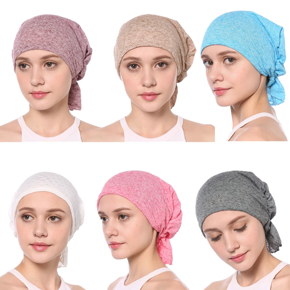 12 шт. мусульманская эластичная хлопковая шапка тюрбан с рюшами бандана шарф