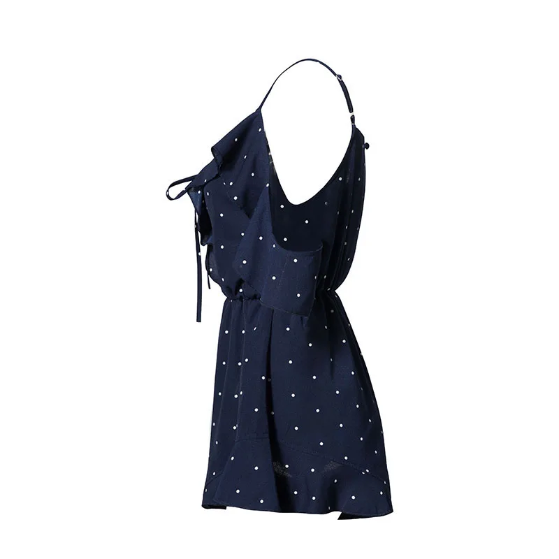 Maylina оборками Dot печати Комбинезоны на шнуровке Boho Для женщин комбинезоны