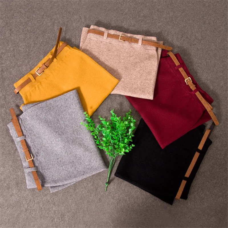 Женские миди юбки вязаная однотонная женская юбка-карандаш Осень-зима высокая