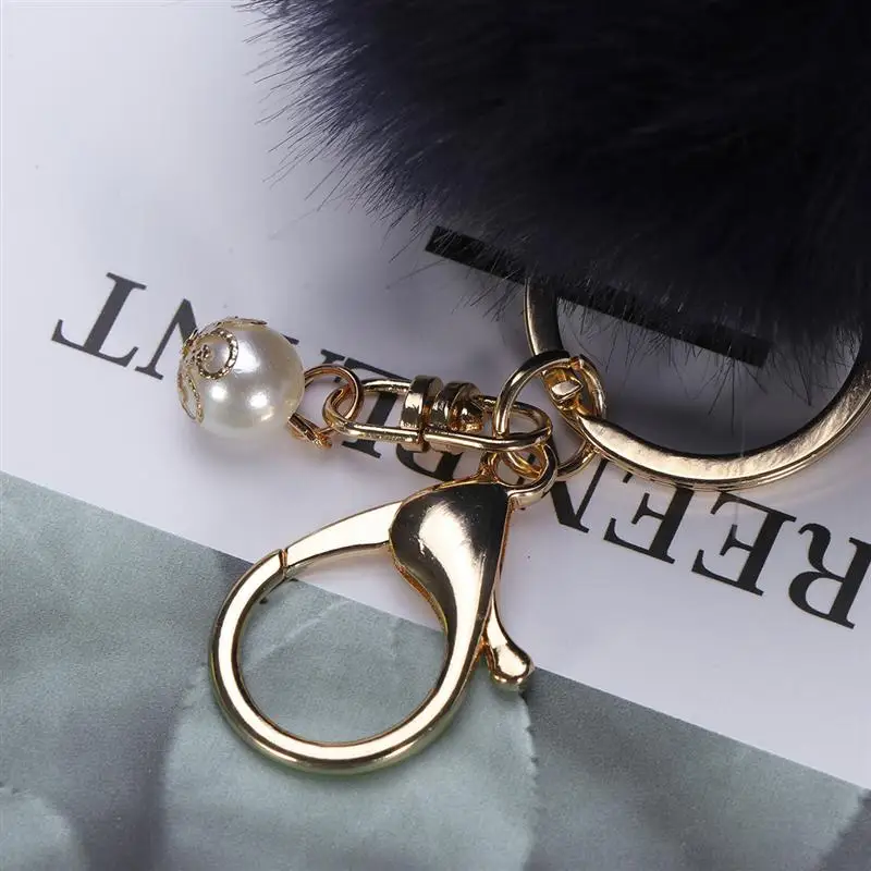 

Solid Color Fluffy Ball Pom Pom Ball Key Ring Charms Pendant for Handbag Keychain Car