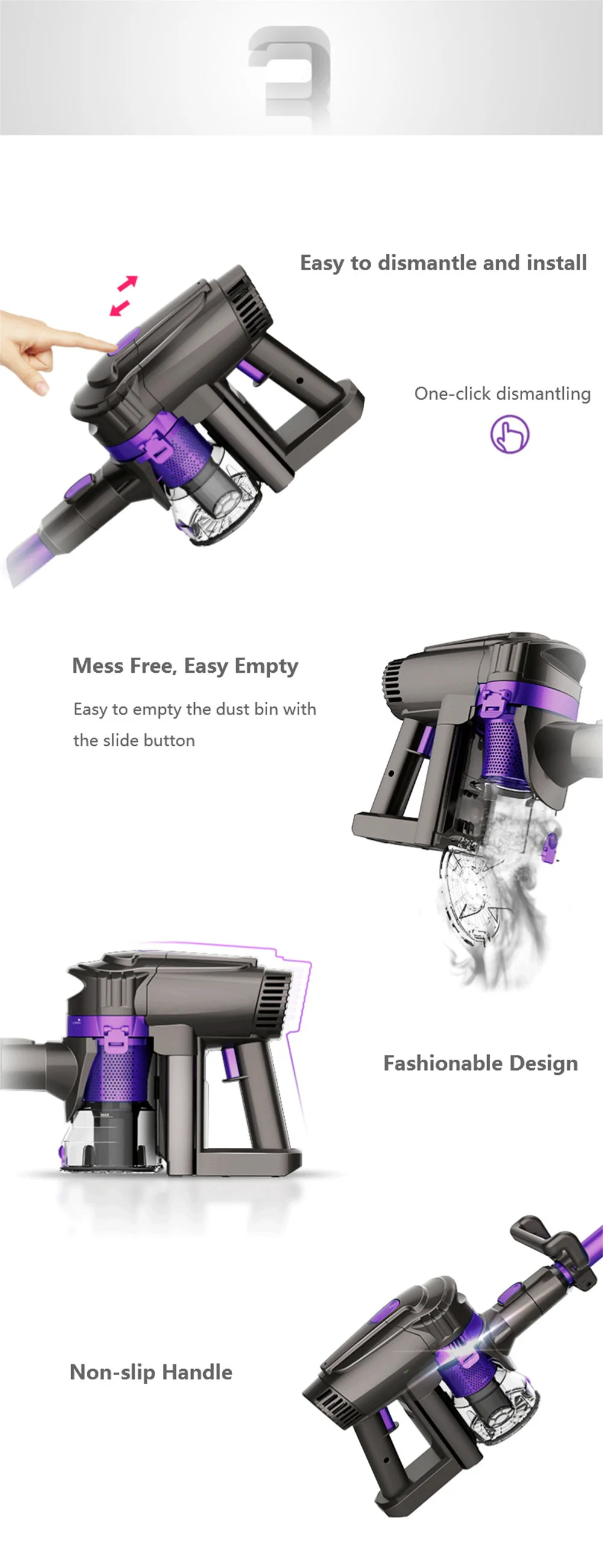 Dibea F6 2-in-1 Powerful Wireless Upright Vacuum Cleaner with Cleaning Cloth Cleaning Machine Sweeper