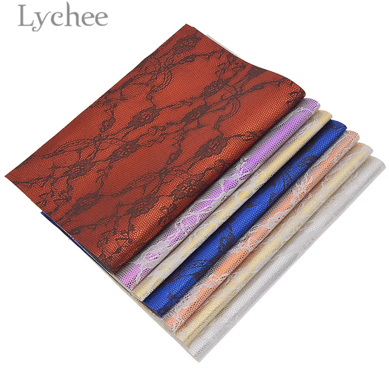 Lychee 29x21cm A4 Lace Flower Embossed Faux PVC Leather Fabric High Quality Synthetic DIY Material For Handbag Garments | Дом и сад