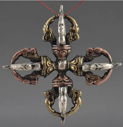 

Copper Brass CHINESE crafts Asian Elaborate Chinese Copper Quadrangle Old Exorcism Auspicious Statue / Pendant
