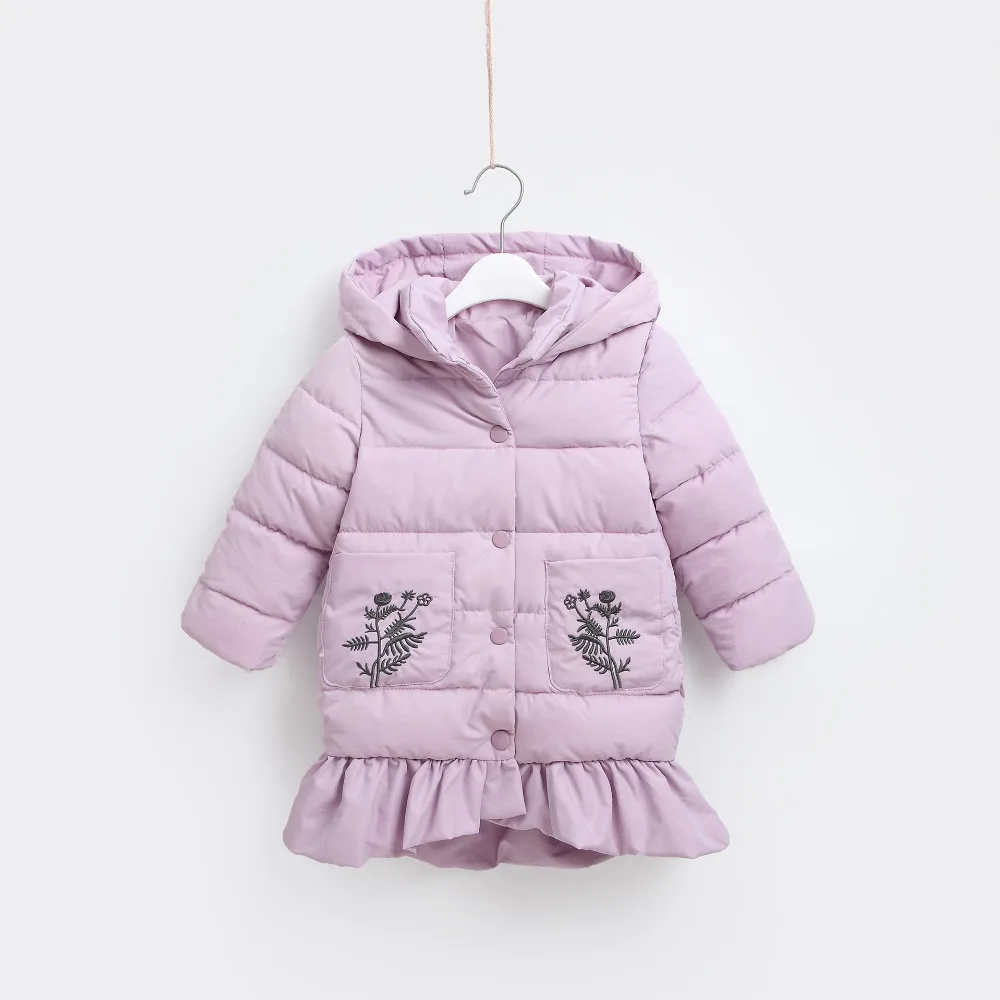 2018 новое зимнее теплое длинное пальто для маленьких девочек Детская школьная