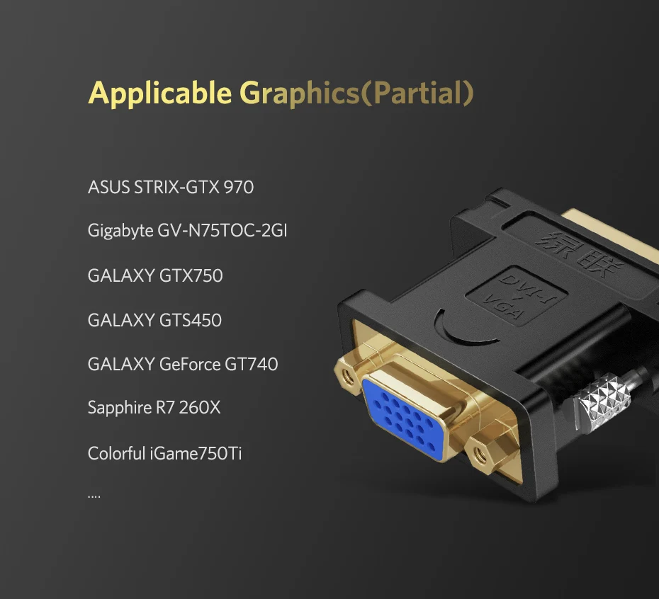 Ugreen DVI VGA адаптер двунаправленный DVI-I 24+ 5 мужчин и женщин VGA преобразователь кабельного разъема для HDTV проектора DVI VGA