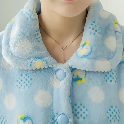 Зима 2017 Женские Фланелевые толстые пижамы с длинным рукавом коралловые женские