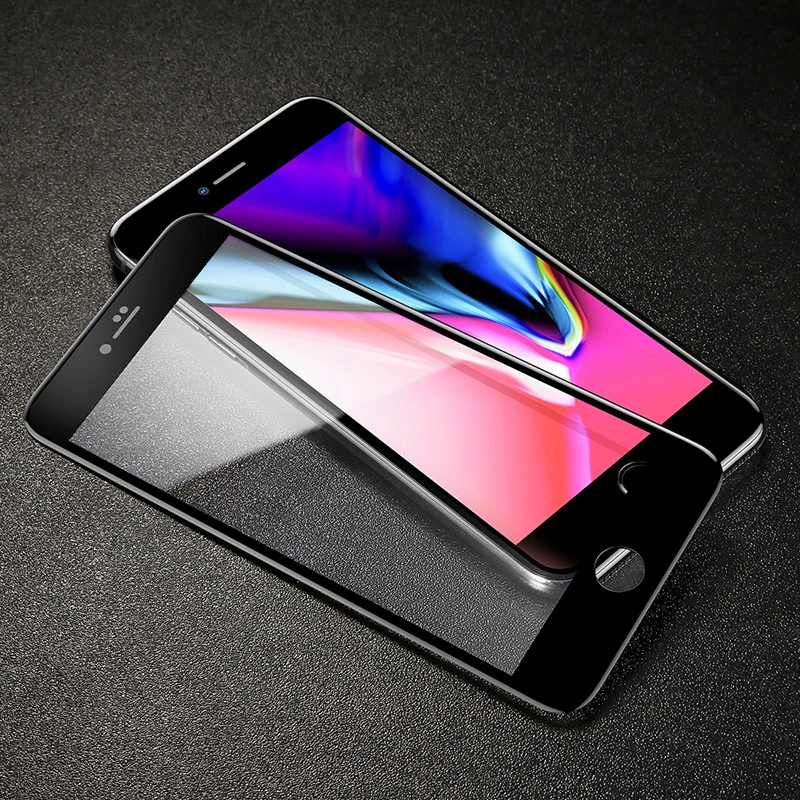 Baseus 0,3 мм Защитная пленка для экрана из закаленного стекла для iPhone 7 8 Plus стекло 7D Мягкая изогнутая полная крышка защитная пленка из закаленного стекла - Цвет: Black