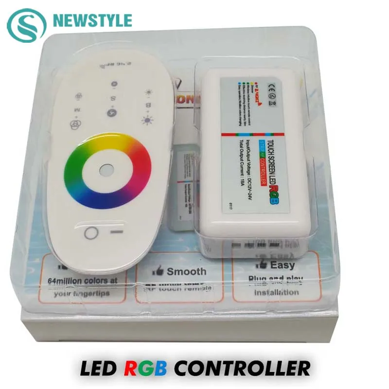 1 компл./лот DC12 24V 18A RGB/RGBW светодиодный Управление 2 4G сенсорный Экран РЧ пульт