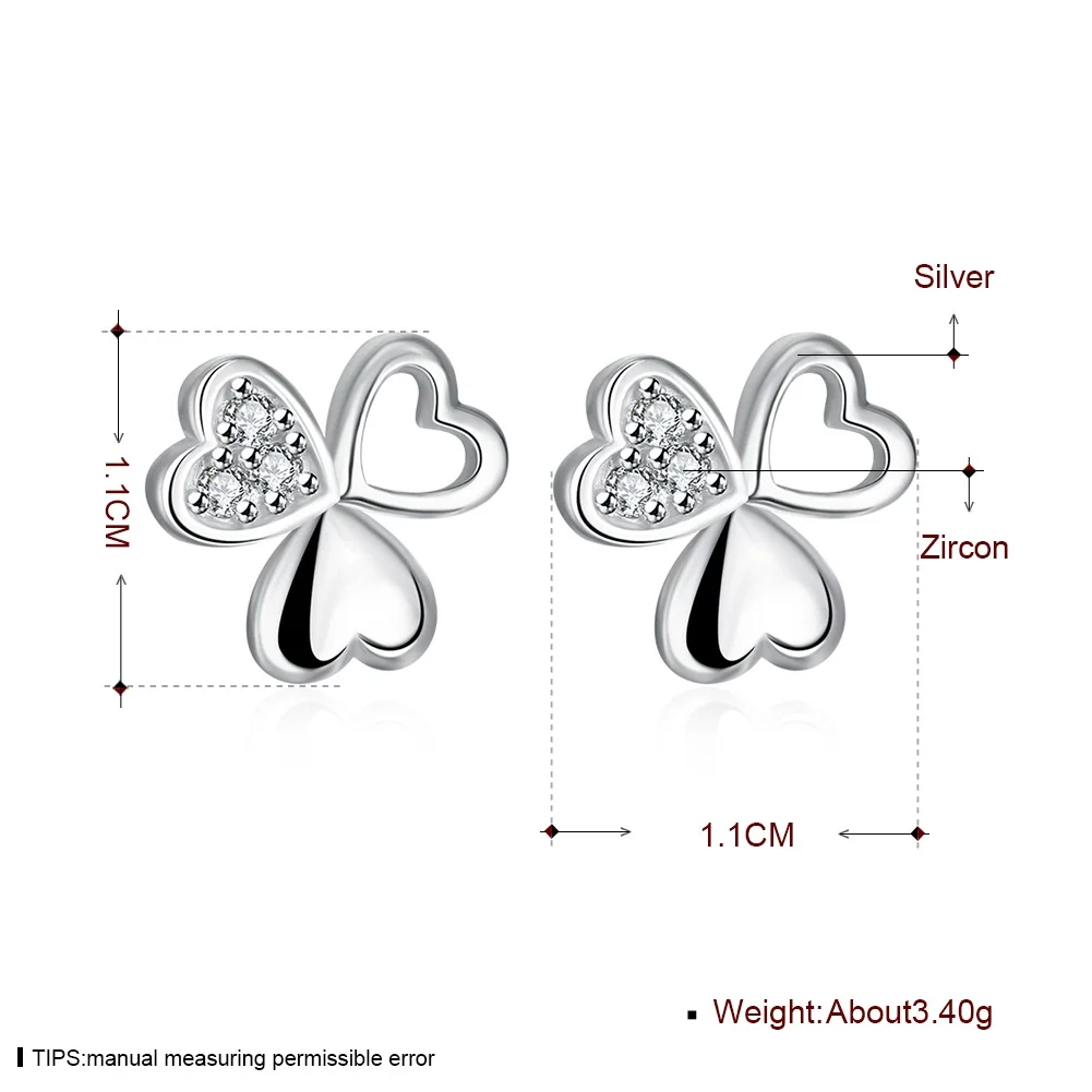 Простые Серебряные циркониевые серьги в форме сердца модные женские из чистого