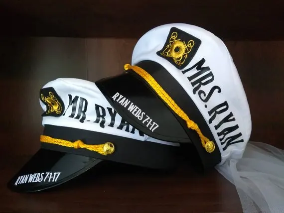 Индивидуализированные морские Свадебные шляпы для невесты жениха пар капитанов